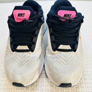 Nike Zoom Structure 24 Women Running Shoes White Pink Yellow Athletic Size 8